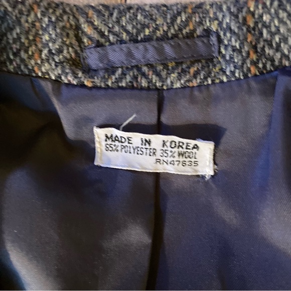 Vintage Luxury Chadmore Wool Blend Herringbone L 38 Gray/Blue/Orange Mens Blazer - Picture 6 of 12